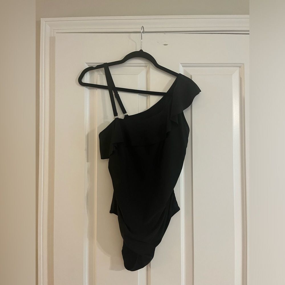 One piece black bathing suit. Size Medium